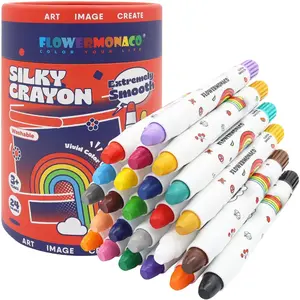 Washable Jumbo Non-Toxic Crayons for Toddlers, 24-Color Large Set, Flower Monaco Gift for Boys and Girls