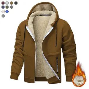 Men’s Printed Zip-Up Drawstring Hooded Jacket - Regular Fit, Casual Warm Lined Longsleeves, Pocket Design, Ideal for Autumn Winter Everyday Menswear