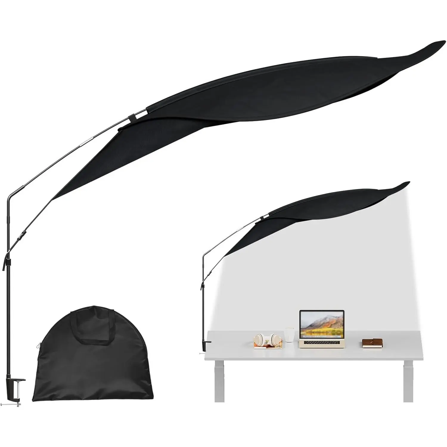 Black Anti-Glare Office Cubicle Desk Canopy Fabric Shade - Workplace Indoor Light Control Accessory for Light-Sensitive Workers, Blocks Overhead Lighting, Reduces Eye Strain, Lighting Solutions