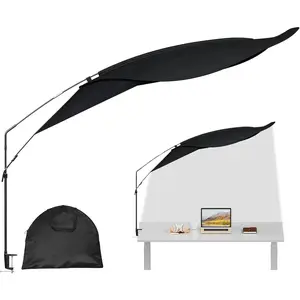 Large Office Cubicle Desk Shade Blocks Overhead Light, Reduces Eye Strain & Headaches for Light Sensitive Workers, Anti-Glare Canopy, Black