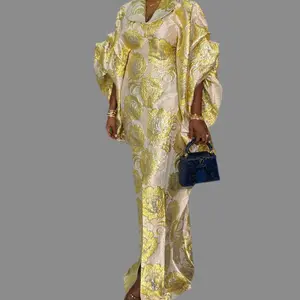 Boubou Dress Luxury African Dress with Elegant Floral Print Asymmetric Design for Special Occasions Handmade Pure Silk Rich Brocade Fine Cotton. Bubu . African dress