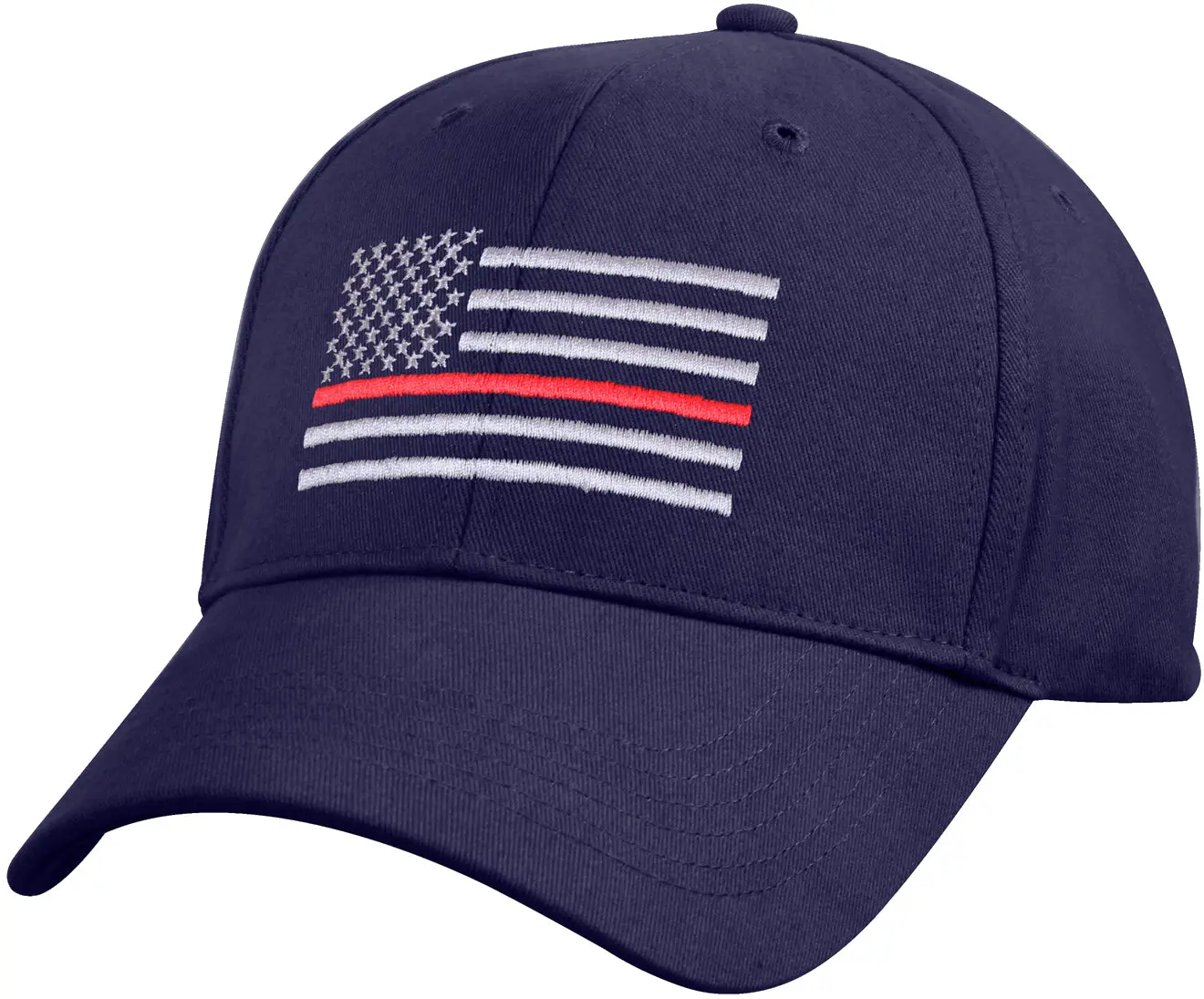 Navy Blue Thin Red Line Flag Low Profile Baseball Cap for Firefighters - Brushed Cotton, Adjustable Hook-and-Loop Closure, Cool Sweatband, Flag Emblem Fashion Accessory, Respect Symbol