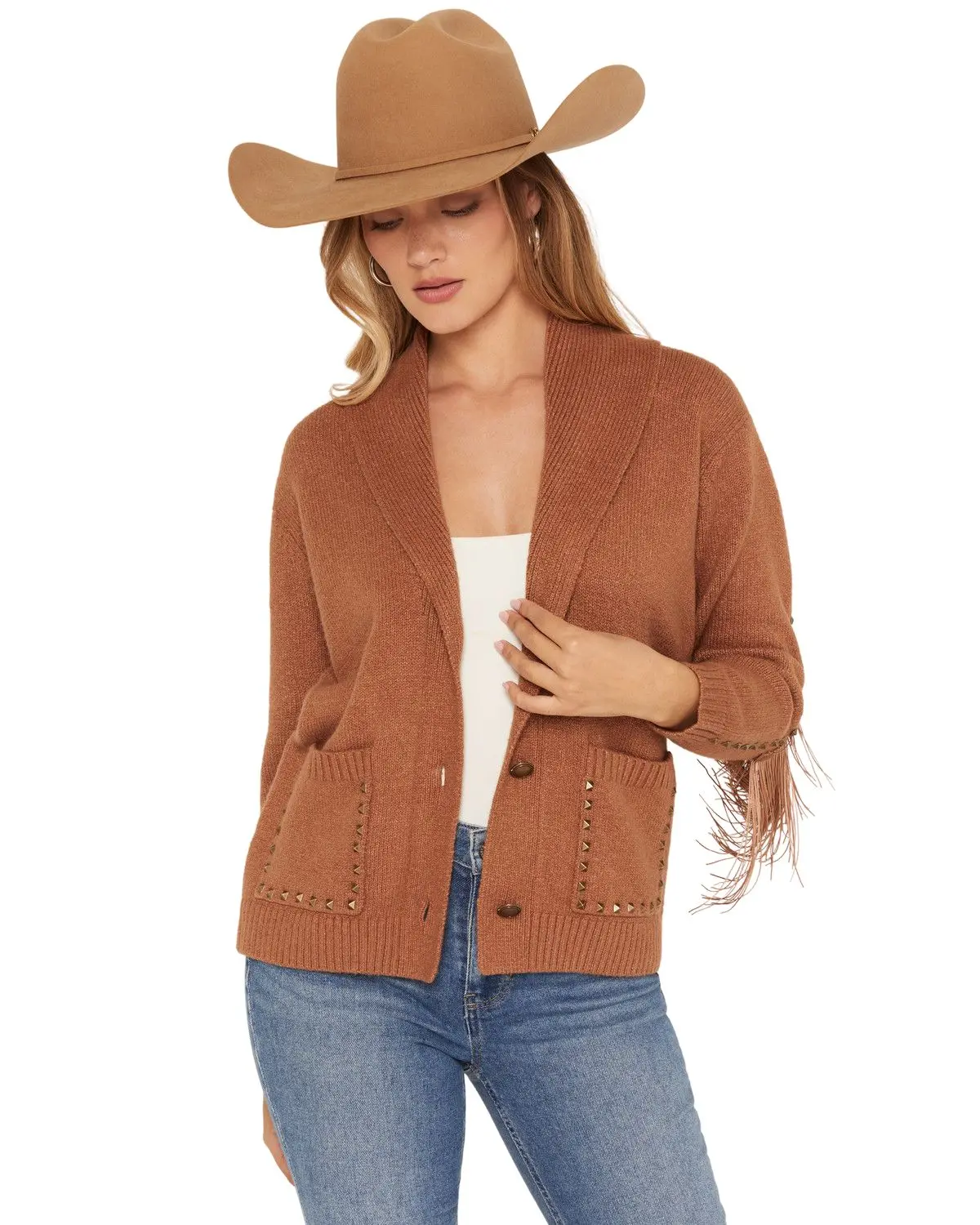 Idyllwind Women's Women'S Hicks Studded Fringe Button-Down Cardigan - Iwfa26sw8-Brk