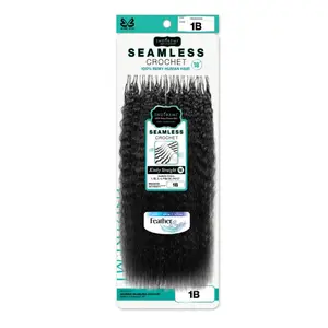 Bobbi Boss Human Hair Crochet Braids Indiremi Seamless Feather Crochet Kinky Straight 18"(50g/40 Strands)