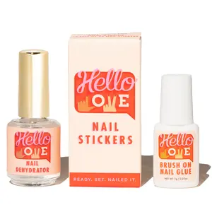 Hello Love Application System For Press-On Nails: Nail Dehydrator, Nail Stickers, and Brush-On Glue