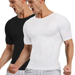 CATTIBOR 1/2/3/4 Pack Men Solid Compression Vest Men Sport Vest Shaping Shirts Underwear Short Sleeve Workout Tank Top Body Shaper Sport Vest For Running GYM Clothing,Menswear For Daily Life,Back to School Outfits