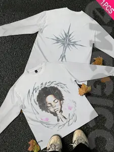 Men's Long Sleeve T-Shirt, Basic Layering Tee, Vintage Cartoon Pattern, Fashion Casual Streetwear, Perfect Gift Choice