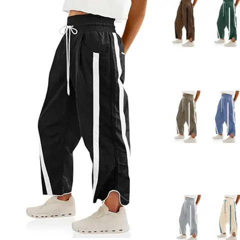 Yeokou Women's  Baggy Wide Leg Pants Track Pants Casual Drawstring Elastic Waisted Contrast Color Workout Y2K,summerwins,summeroutfits,vacationoutfits,beachoutfits,back to school shopping