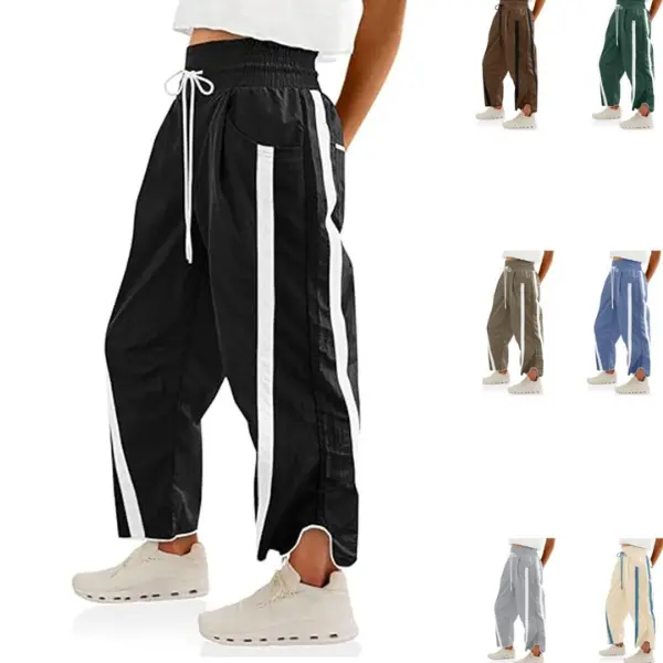 Yeokou Women's  Baggy Wide Leg Pants Track Pants Casual Drawstring Elastic Waisted Contrast Color Workout Y2K,summerwins,summeroutfits,vacationoutfits,beachoutfits,back to school shopping