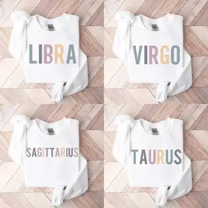 12 Zodiac Signs Graphic Sweatshirt - White Color, Unisex Astrology Pullover for Men and Women, Horoscope Crewneck with All Star Signs, Spiritual Gift Idea, Casual Long Sleeve Shirt for Daily Wear