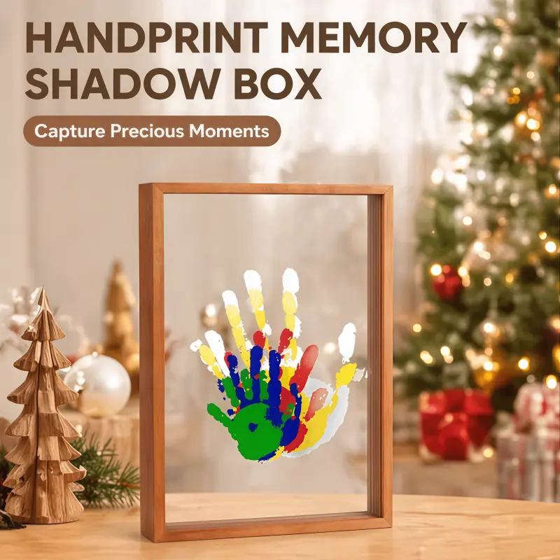 DIY Handprint Keepsake Wooden Frame Kit - Custom Palm Print Memory Souvenir Gift for Baby, Sentimental Home Decor Wall & Tabletop Photo Frame christmas idea