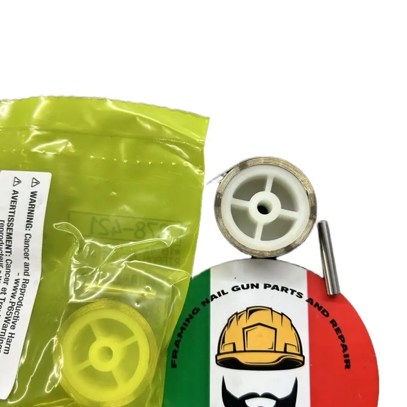 Hand Tool Accessories - Yellow Wheels and Silver Parts in Green Packaging by Framing Nail Gun Parts and Repair