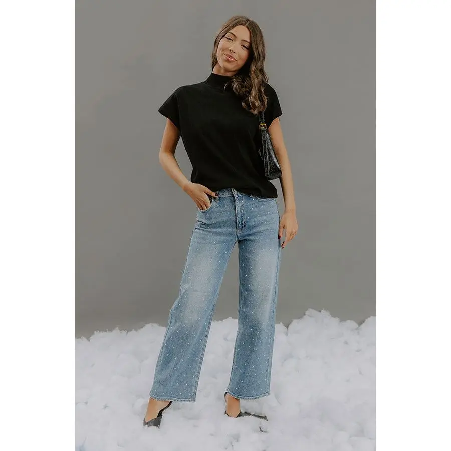 The Quinn High Waist Embellished Straight Leg Jean