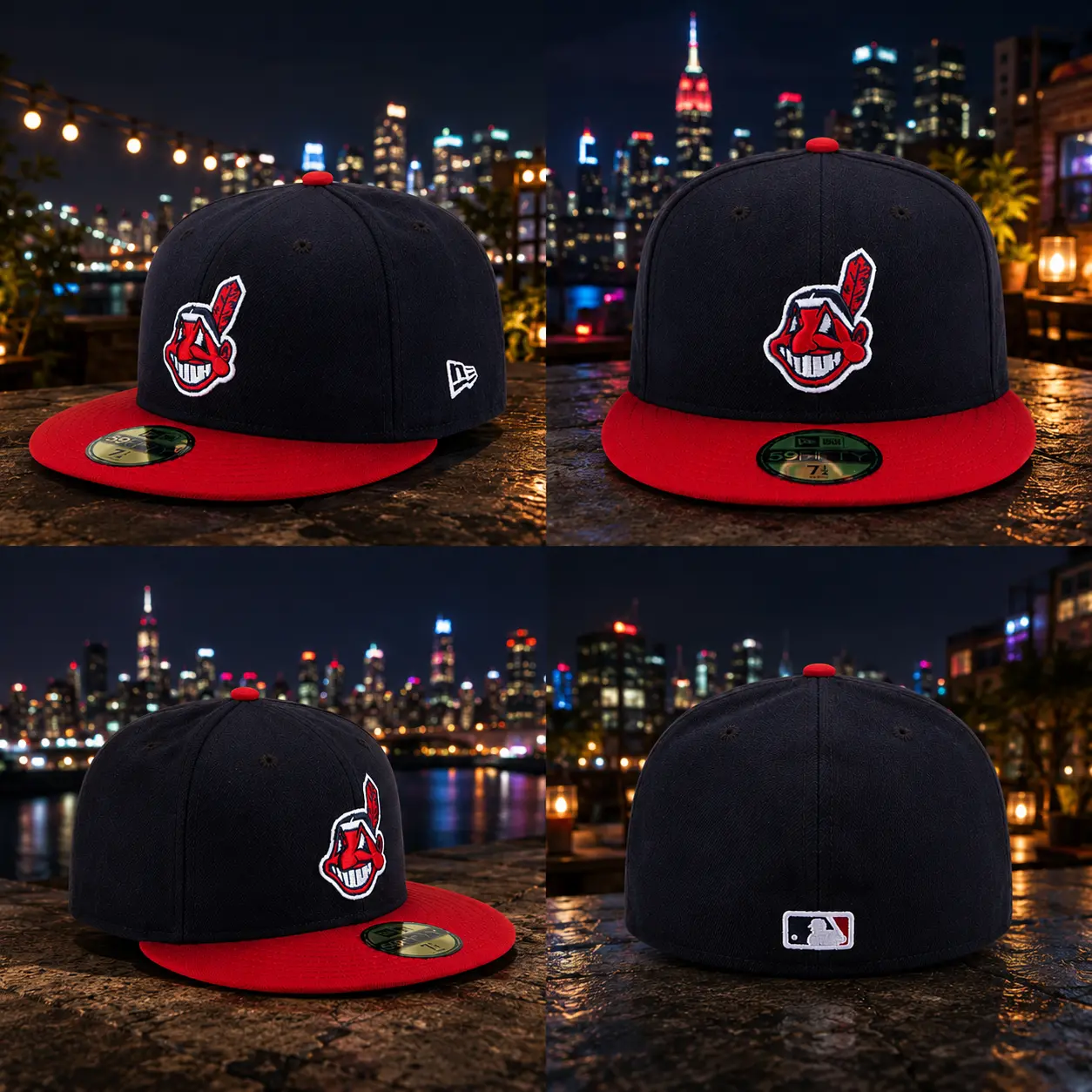 New Era Cleveland Indians Navy Red 59FIFTY Fitted Cap – Premium Flat Brim Baseball Hat for Men & Women