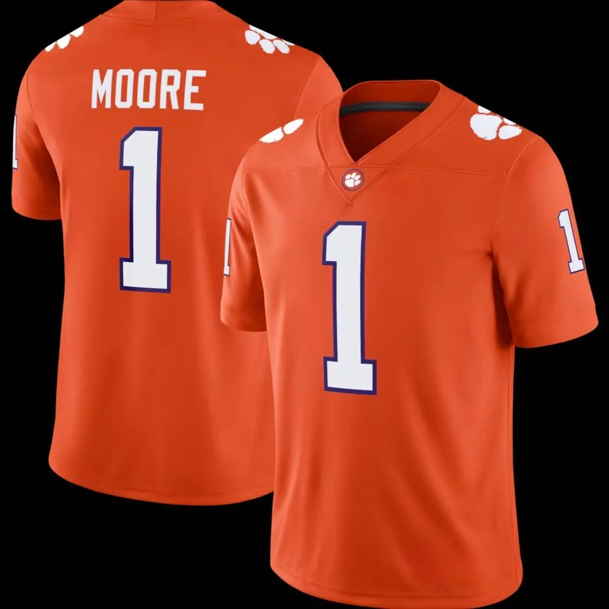 Unisex Football Moore Clemson Tigers 1 Texas Longhorns Team Game Football Jersey - Orange