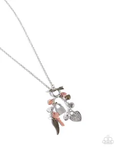 Valentines Venture - Multi Mixed Metal Silver Copper Brass Heart Key Lock Charm Toggle Necklace - Paparazzi