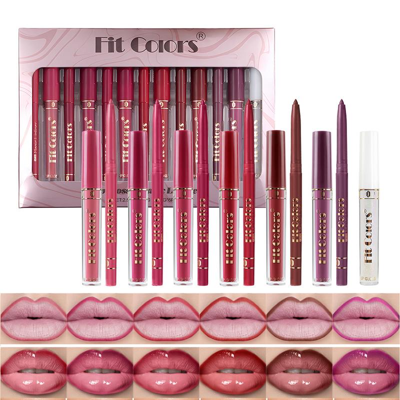 Velvet Texture Luxury 7 Lip Glossy And 6 Lipliner Pencil Makeup Set Matte Lipstick Combo Waterproof Long Lasting Smooth Cosmetic For All Skin Types