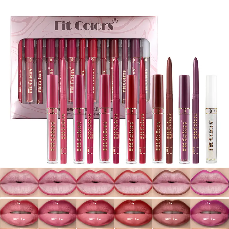 Velvet Texture Luxury 7 Lip Glossy And 6 Lipliner Pencil Makeup Set Matte Lipstick Combo Waterproof Long Lasting Smooth Cosmetic For All Skin Types