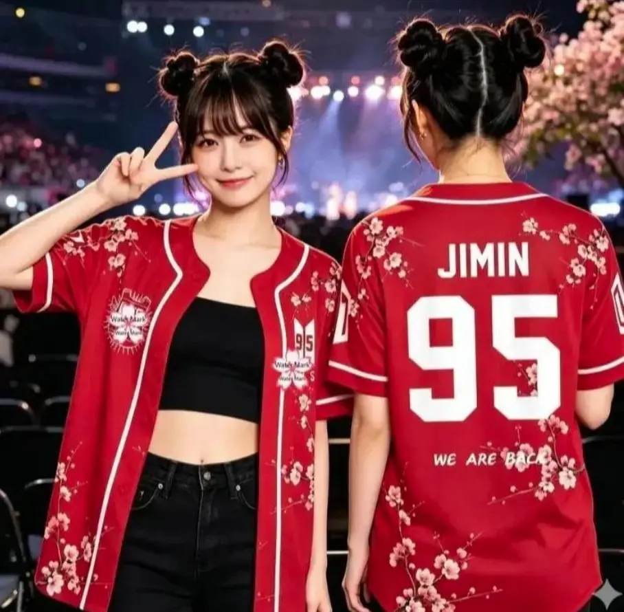 Red Blossom Baseball Jersey Shirt, Music Fan Button Up Jersey, Cute Concert Outfit Top
