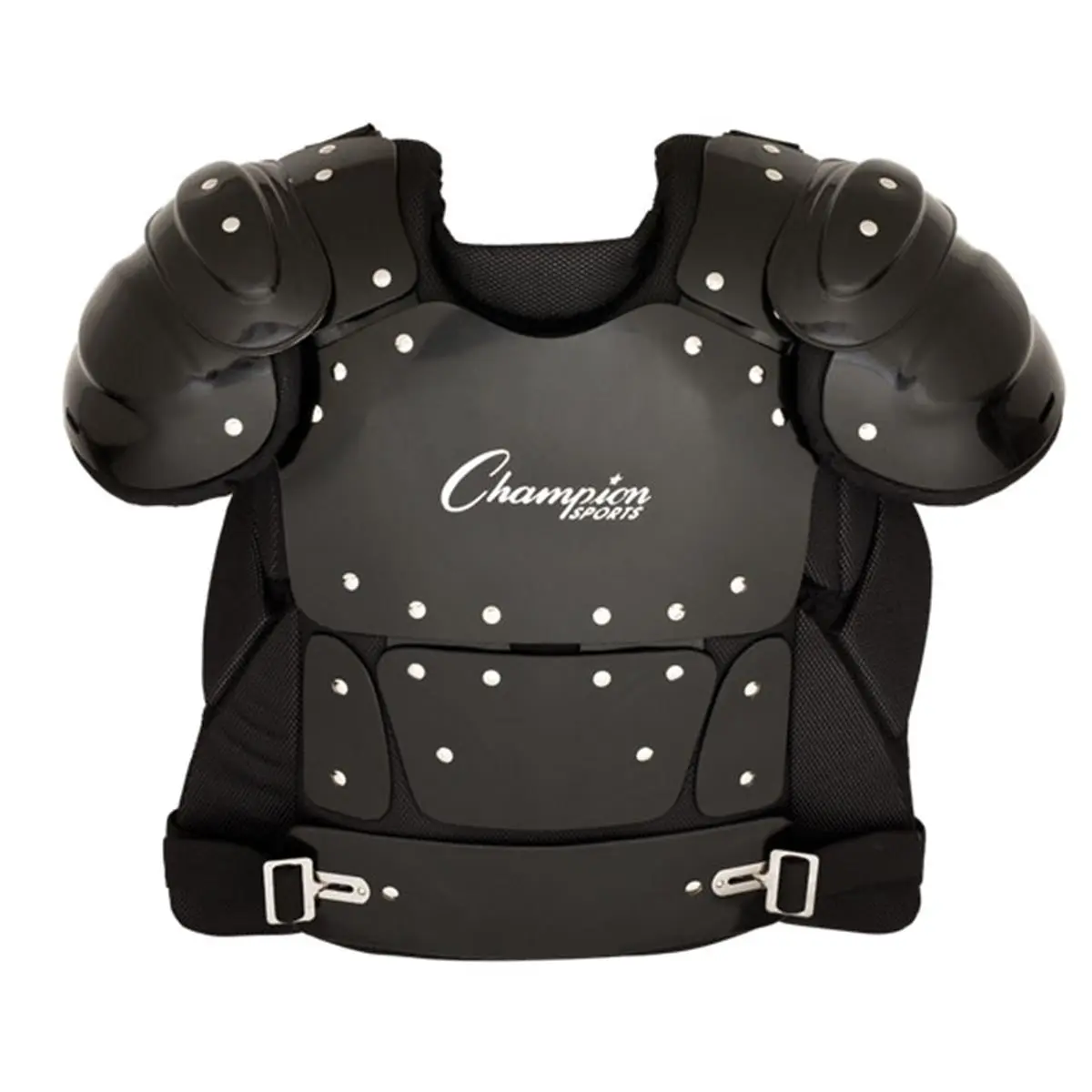 Champion Sports P210 15 in. Outside Plastic Shield Professional Umpire Chest Protector, Black, Sporty Protective Gear