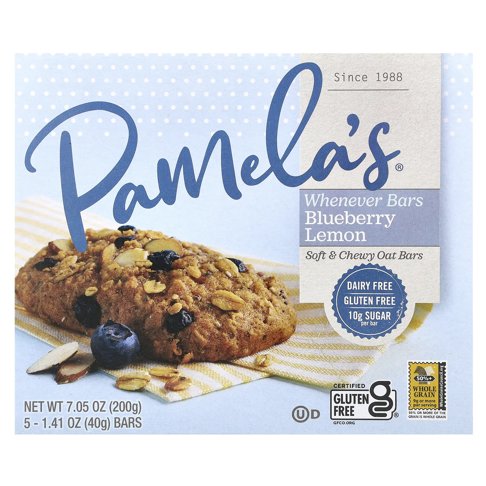 Pamela's Products Whenever Bars, Blueberry Lemon, 5 Bars, 1.41 oz (40 g) Each Pamela's Products Whenever Bars, Blueberry Lemon, 5 Bars, 1.41 oz (40 g) Each
