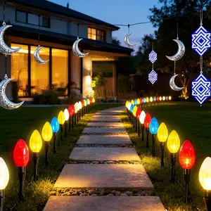 Solar C9 Pointed Berry Light, 10LED Easter Egg Ground Plug Light, Solar Pathway Light, 650cm/255inch Valentine's Day Light, IP54, 8 Modes, Suitable for New Year, Courtyard, Garden, Eid Al Fitr, Easter, Outdoor String Lights