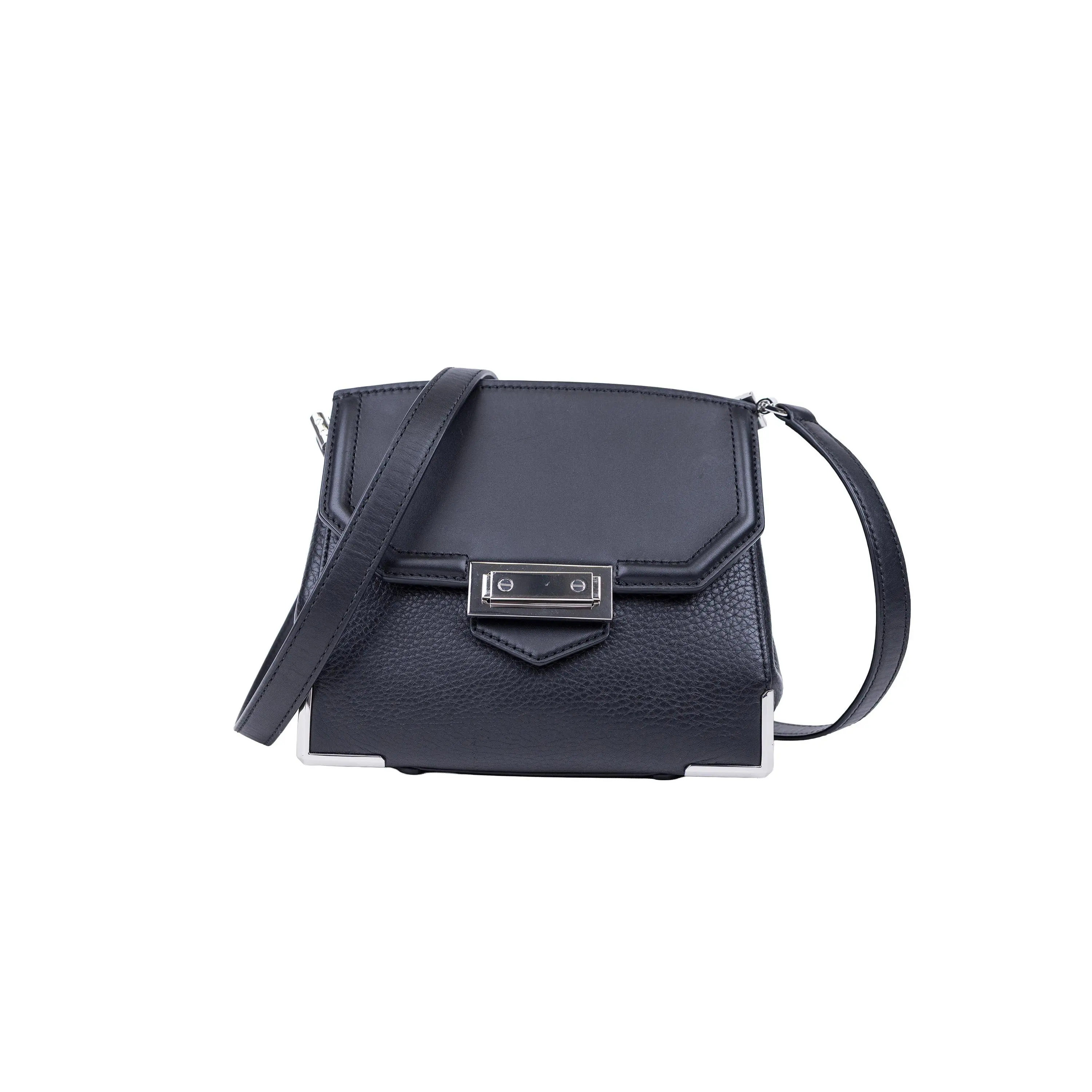 Pre-owned Leather Shoulder Bags Alexander Wang Black Marion Prism Handbag with Silver Hardware