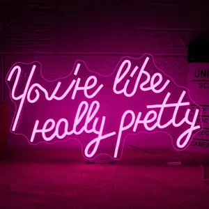 You're Like Really Pretty Neon Sign,Led Sign,Pink Led Neon Light for Wall Decor,Neon Signs for Wall Decor,Light Sign for Wedding,USB Connectivity Led Neon Sign for Bedroom,Home Wall Decor Romantic Energy Saving