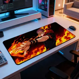 Japanese Game Jujutsu Kaisen Tiger Staff Yuji Images Mouse Pad, Anime Mousepad, Anti-Slip Easy Clean, Dual-Use Table Mat & Mousepad, Perfect for Gaming