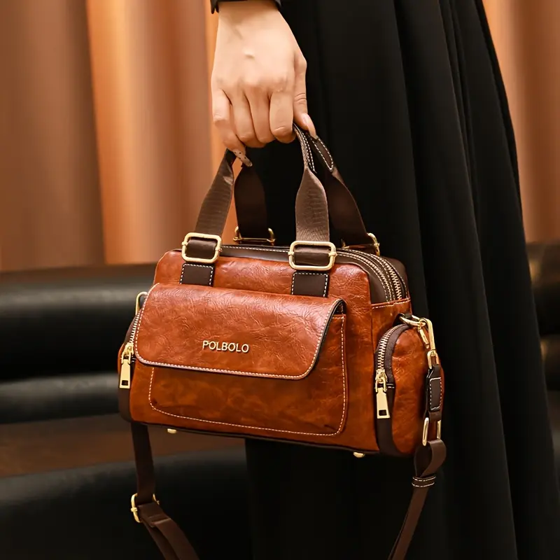 POLBOLO 2025 Retro Boston Crossbody Bag for Women - Adjustable