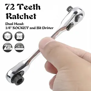 Mini Treble 1/4 Ratchet Wrench, Double Ended Quick Socket Ratchet Wrench, Ratcheting Wrench Set, Screwdriver Hex Torque Wrenches Set, 2-In-1 Spanner