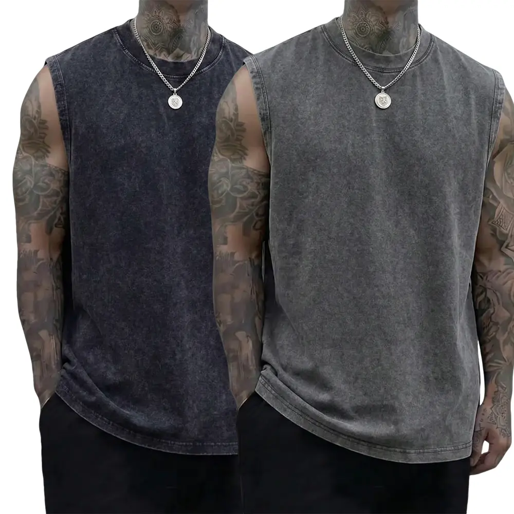 Men’s 2-Pack Summer New Arrival 230 g Pure Cotton Heavyweight Vintage Undershirts/Tank Tops, Soft Skin-Friendly Fabric, Unisex, Machine Washable, Full Cotton, Loose Retro Fit, Suitable for Sports & Fitness, Outdoor Cycling, Street Basketball fathersdaygif