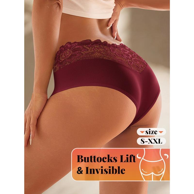 QUASTI 5PCS Low-rise Lace Patchwork Thong Briefs Exquisite Sexy Seamless Breathable Bikini Boxer Panties Comfortable Skin-friendly Delicate Lady Basic Underwear S-XXL