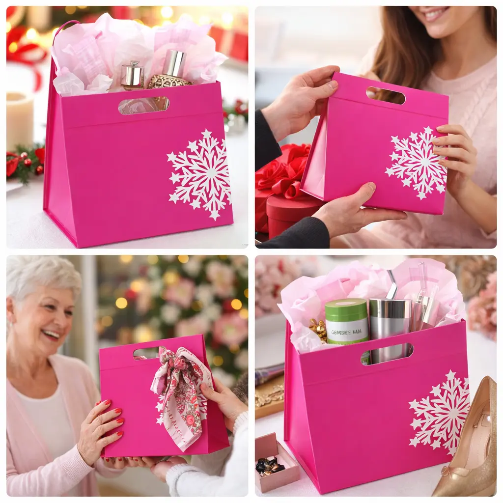 4 Pcs Pink Gift Boxes with Lids, Luxury Gift Boxes with Greeting Cards Envelopes & Raffia, Empty Decorative Gift Box for Women Men Couples Birthday Wedding Christmas Holiday Corporate Appreciation Presents