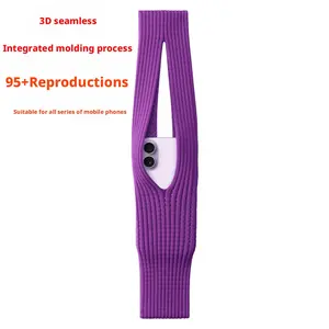 Knitted Mobile Phone Pocket for All iPhone Models, New 3D Wrinkle Aesthetic Design, Stylish and Functional Phone Sleeve, Cellphone Accessories