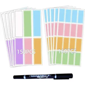 Assorted Colors  Removable Labels - 310 count with Pen Adhesive Name Label Stickers for Water Bottles, , School Supplies, Office Organization