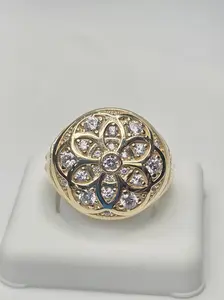 10KT ROUND FLOWER DESIGN SMALL ROSETTA MAN'S RING Size 12 Weigth 4.5GR