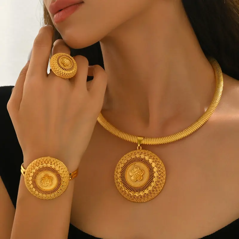 5 Piece Set Saudi Dubai Bridal Wedding Jewelry, European Style Fashion Personalized Jewelry Set, Women's Elegant Accessory Collection, Wedding Jewelry Sets for Brides