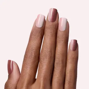 Dashing Diva Miss Me - Medium Square Glue-On Gel Nails – Warm Nude Glossy Finish, Chip-Resistant Long-Lasting Wear