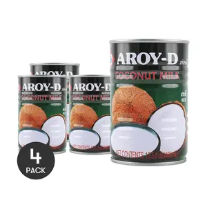 4 Pack AROY-D Thai Coconut Milk 13.5 fl oz Each - 0 Sugar, for Curry & Dessert & Coffee