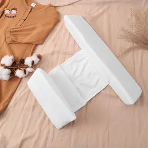 Baby Side Pillow, 45° Inclined Triangle Support Pillow with Invisible Zipper, Removable Pillowcase