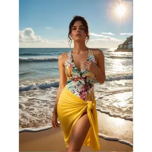 New European and American Style One-Piece Fashionable Sexy Swimsuit for Women, Slimming Retro Print, Popular Swimwear Set