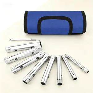 Double-Ended Shower Valve Socket Wrench Set, 9-Piece Plumbing Tool Kit for Tub and Shower Valve Removal, Home Bathroom Faucet Repair, Includes Storage Bag and Bar Handle