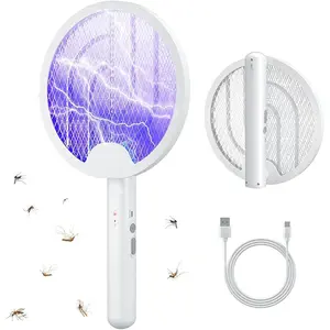 Electric Mosquito Fly Bug Zapper Racket, Electronic Mosquito Zapper, 2 in 1 USB Rechargeable Mosquitoes Trap Lamp with 1200mAh Battery, Rechargeable Mosquito Killer, Portable Fly Swatter for Indoor & Outdoor
