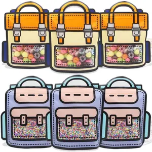30 Pack Cartoon Backpack Goodie Bags Clear Gift Candy Bags with Handle Small Plastic Ziplock Seal Bag Smell Proof Reusable Resealable Storage Packaging For Home Party Favor Birthday Bag(Mixcolor)