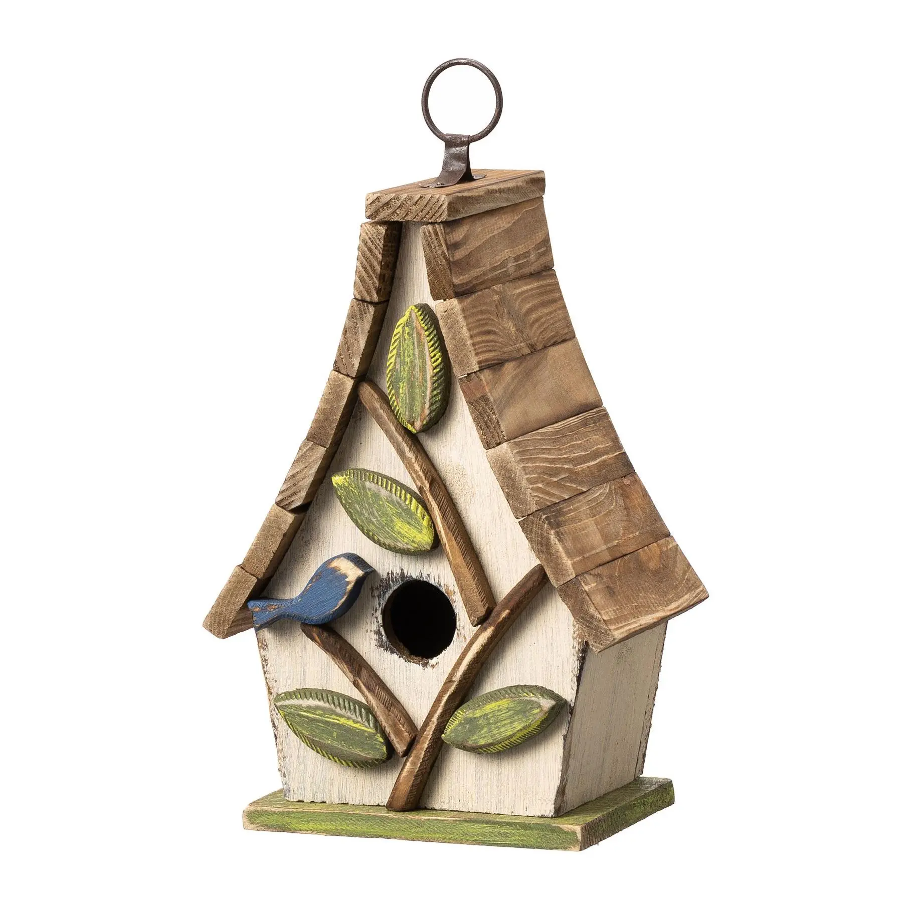 Glitzhome 9.5'' Wooden Natural Cottage Garden Birdhouse