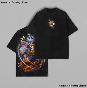 TWO Ver Warrior Power Vintage Washed T-Shirt – DBZ Inspired Anime Graphic Tee, Saiyan Streetwear