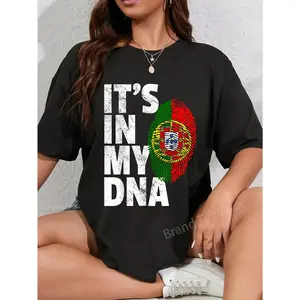 100% Cotton IT'S IN MY DNA Portuguese Portugal Flag Men Women Gift T-Shirt