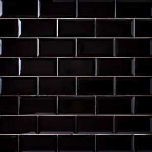 Timeless Jet Black 3x6 Beveled Ceramic Tile Glossy Sample