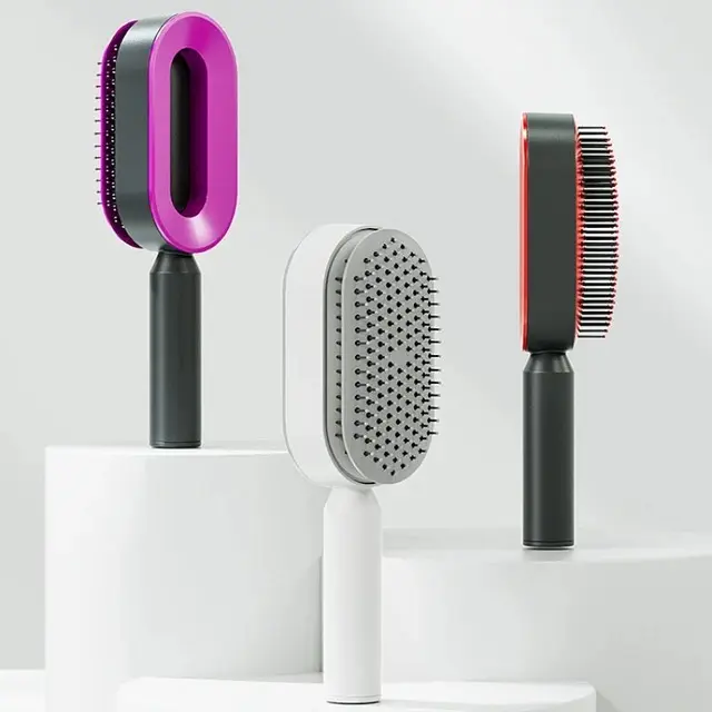 BeautyFob Self-Cleaning Hairbrush with Anti-Static Massaging Comb for Healthy Locks